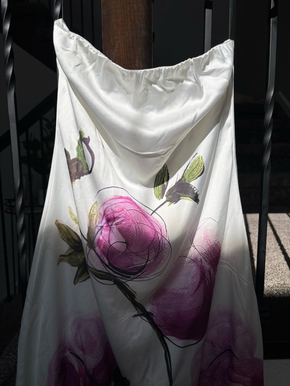 Fashion Nova Chloe Satin Maxi Dress - Ivory/combo size small - Picture 6 of 7